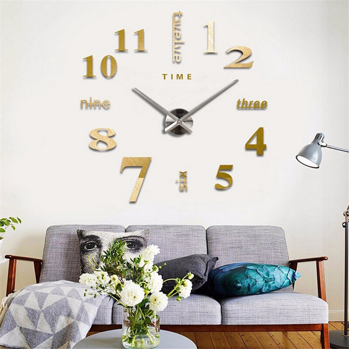 3D Wall Clock Mirror Wall Stickers  clock Home Decor Living Room Quartz