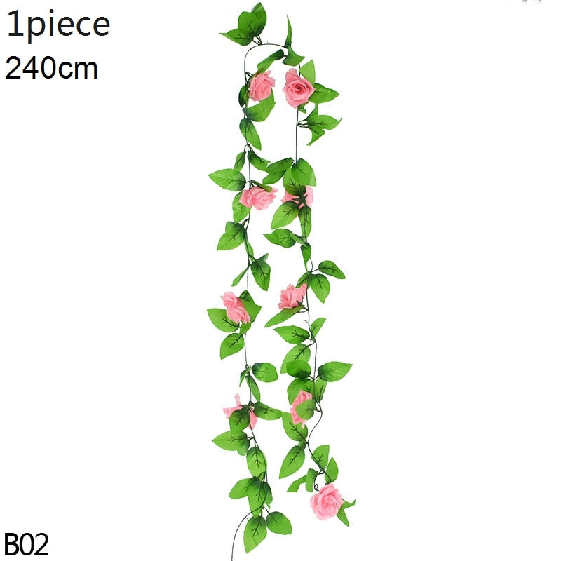 Wisteria Artificial Flower Vine Ivy Leaf Garland Silk Rose Flowers Rattan String Vine Wedding Arch Flower Home Garden Decoration