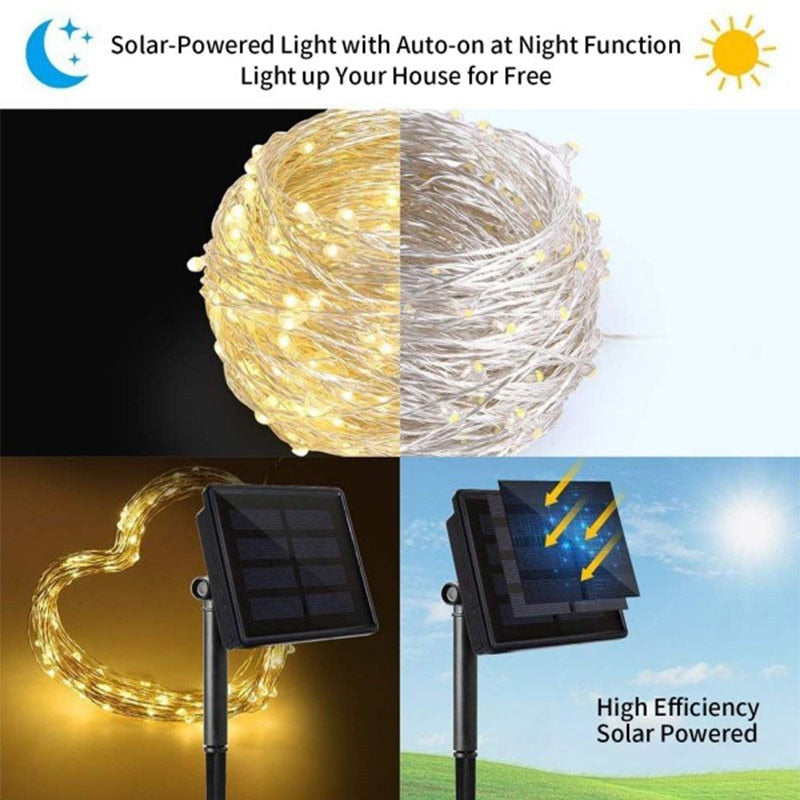 5/10/20m LED Solar Light Outdoor Lamp String Lights For Holiday Christmas Party Waterproof