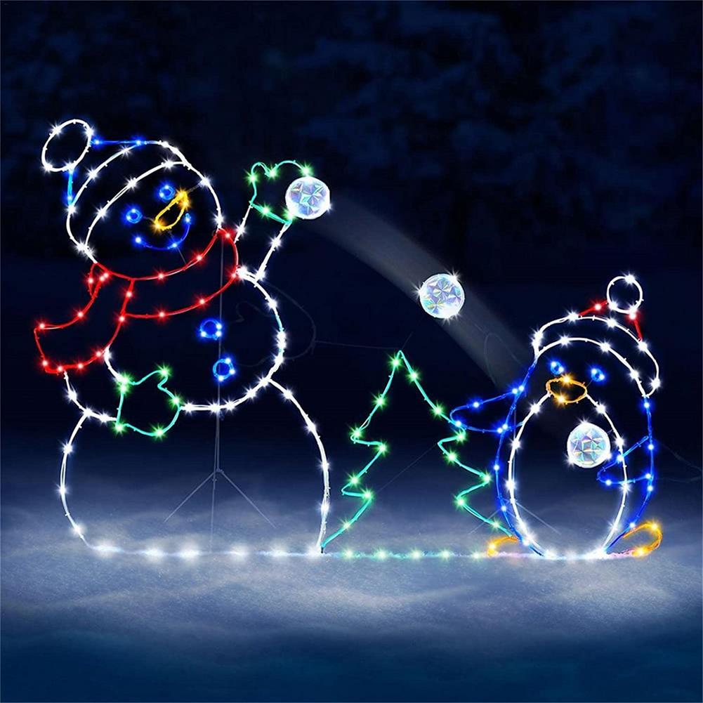 Fun Animated Snowball Fight Active Light String Frame Decoration Christmas Outdoor Garden Snow Glowing Decorative Sign