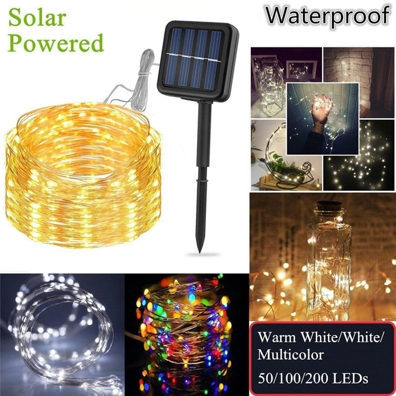 5/10/20m LED Solar Light Outdoor Lamp String Lights For Holiday Christmas Party Waterproof