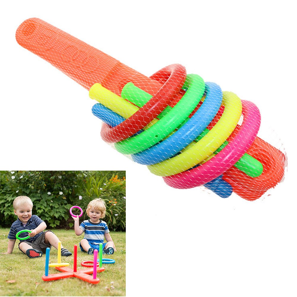 Parent-child Throwing Ferrule Toy Rainbow Rings Toys Large Cross Five-ring Ferrule Toy Children Educational Toy