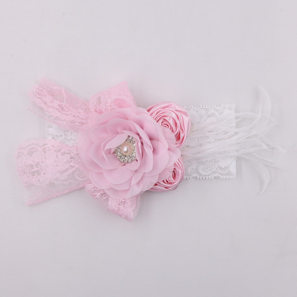 Vintage Flower Headband Baby Girls Headwraps Newborn Photography Props Gifts Lace Elastic Hair Bands