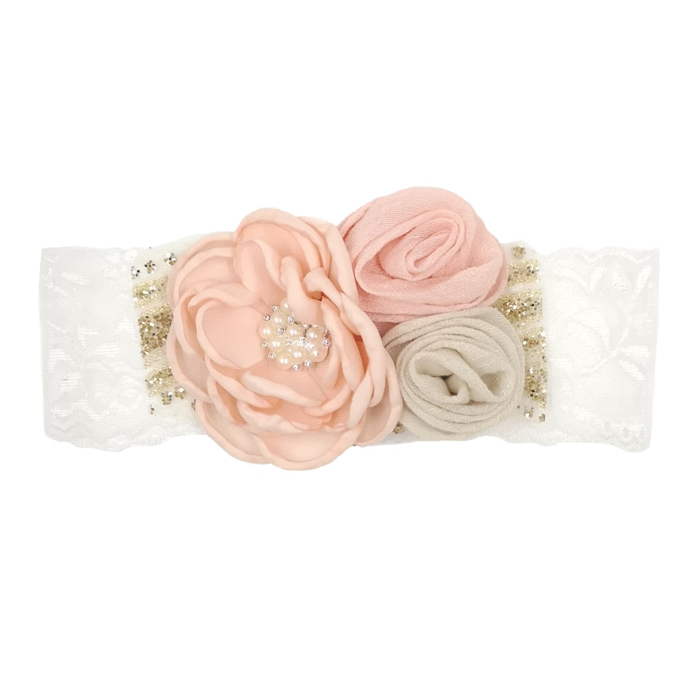 Vintage Flower Headband Baby Girls Headwraps Newborn Photography Props Gifts Lace Elastic Hair Bands