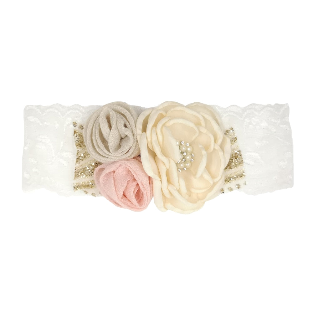 Vintage Flower Headband Baby Girls Headwraps Newborn Photography Props Gifts Lace Elastic Hair Bands