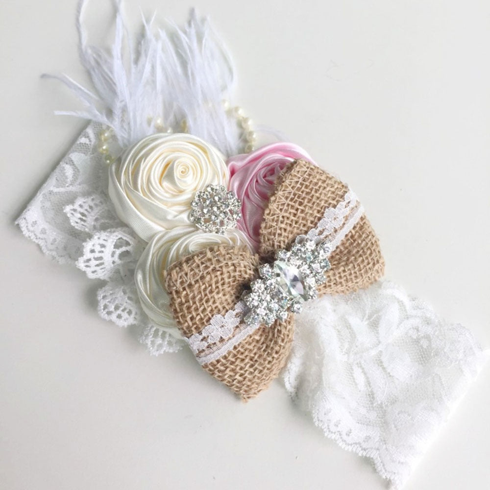 Vintage Flower Headband Baby Girls Headwraps Newborn Photography Props Gifts Lace Elastic Hair Bands