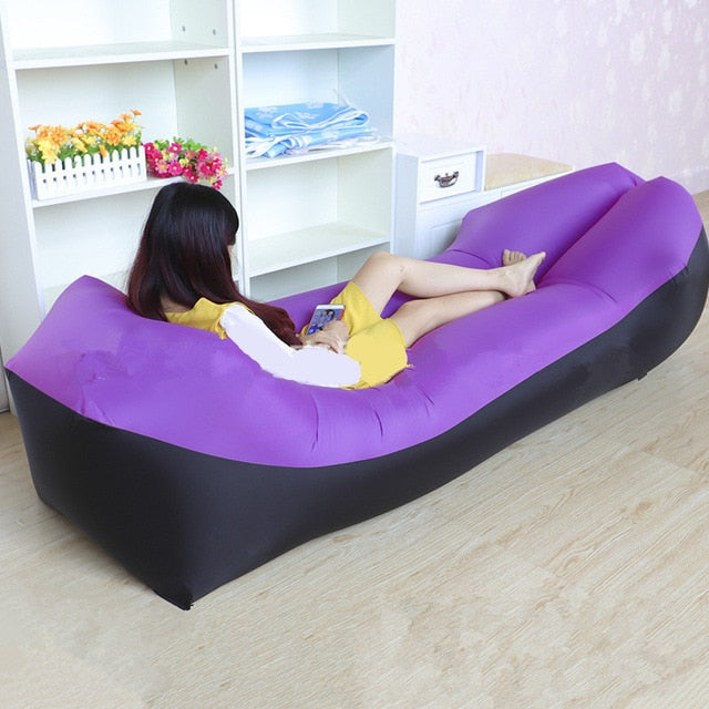 Trend Outdoor Products Fast Infaltable Air Sofa Bed Good Quality Sleeping Bag Inflatable Air Bag Lazy bag Beach Sofa 240*70cm