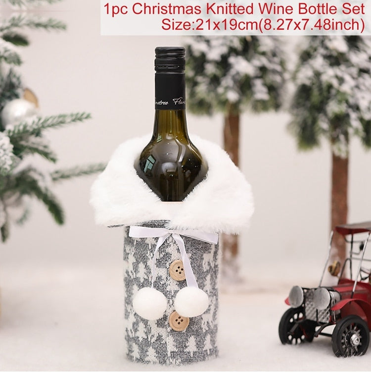 FengRise Christmas Decorations for Home Santa Claus Wine Bottle Cover Snowman Stocking Gift Holders Xmas Navidad Decor New Year