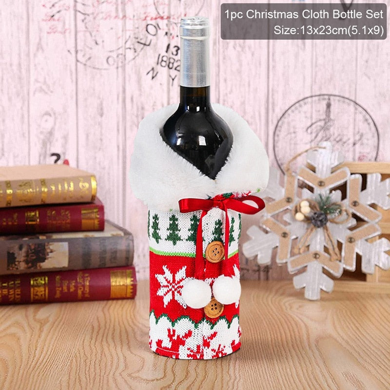 FengRise Christmas Decorations for Home Santa Claus Wine Bottle Cover Snowman Stocking Gift Holders Xmas Navidad Decor New Year