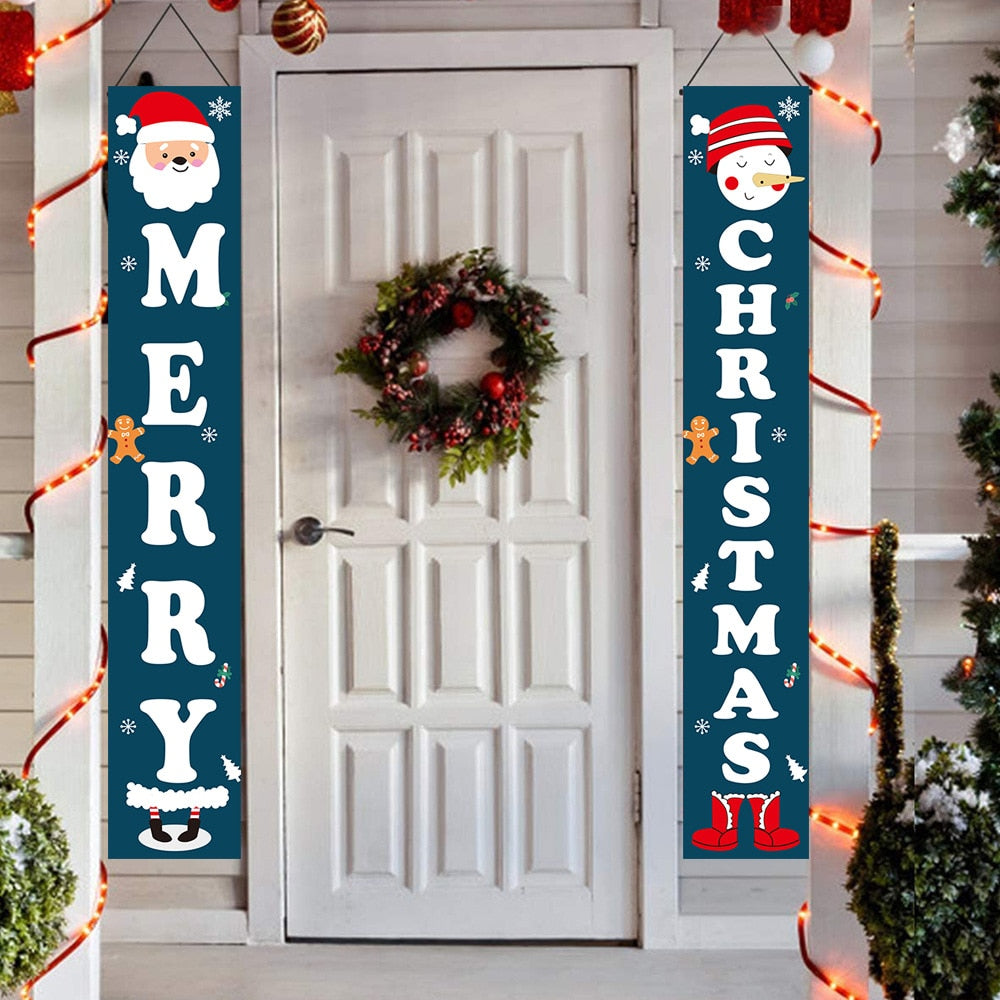 2023 Christmas Door Decoration Merry Christmas Banner Decor for Home Hanging Christmas Ornament Navidad Happy New Year Gift