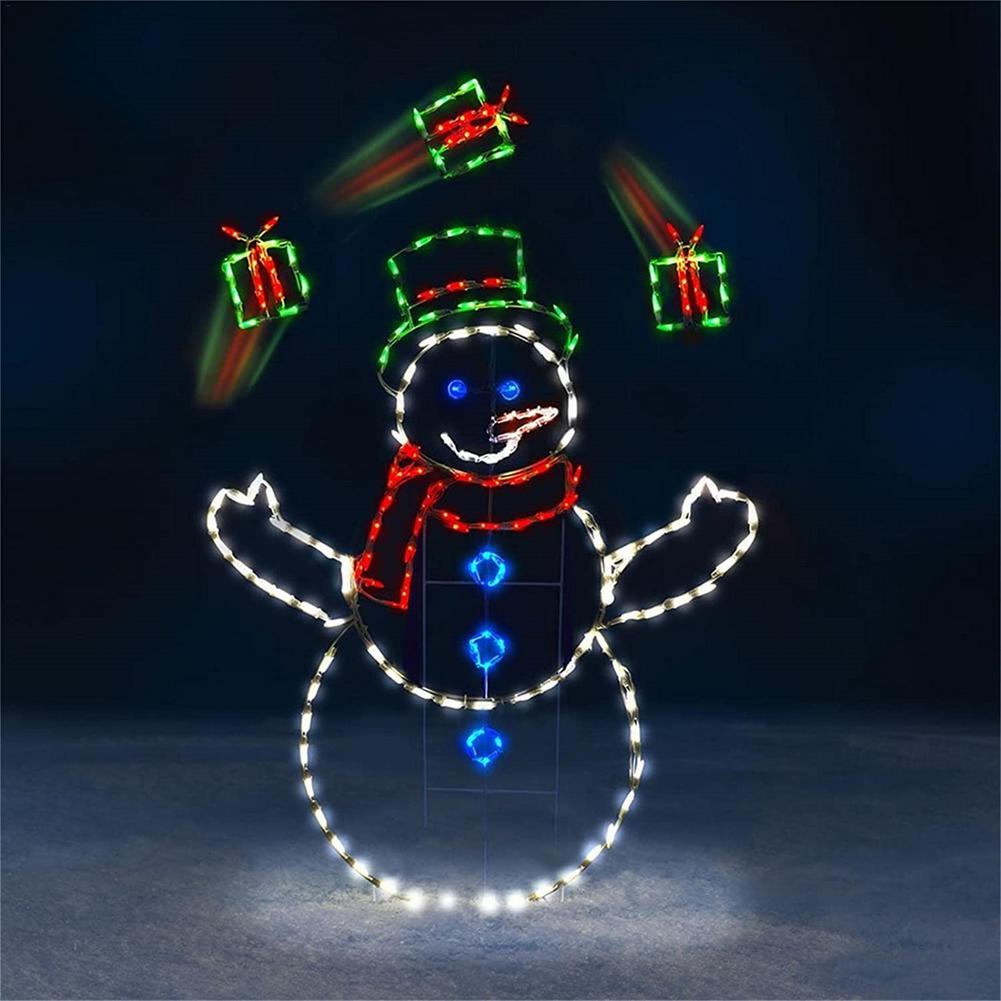 Fun Animated Snowball Fight Active Light String Frame Decoration Christmas Outdoor Garden Snow Glowing Decorative Sign