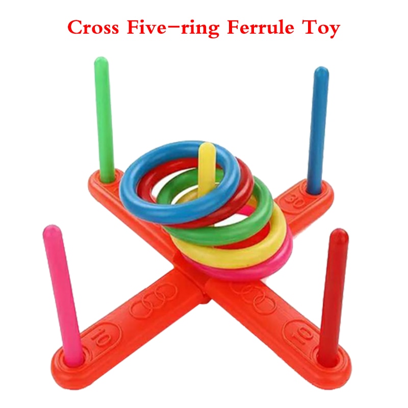 Parent-child Throwing Ferrule Toy Rainbow Rings Toys Large Cross Five-ring Ferrule Toy Children Educational Toy