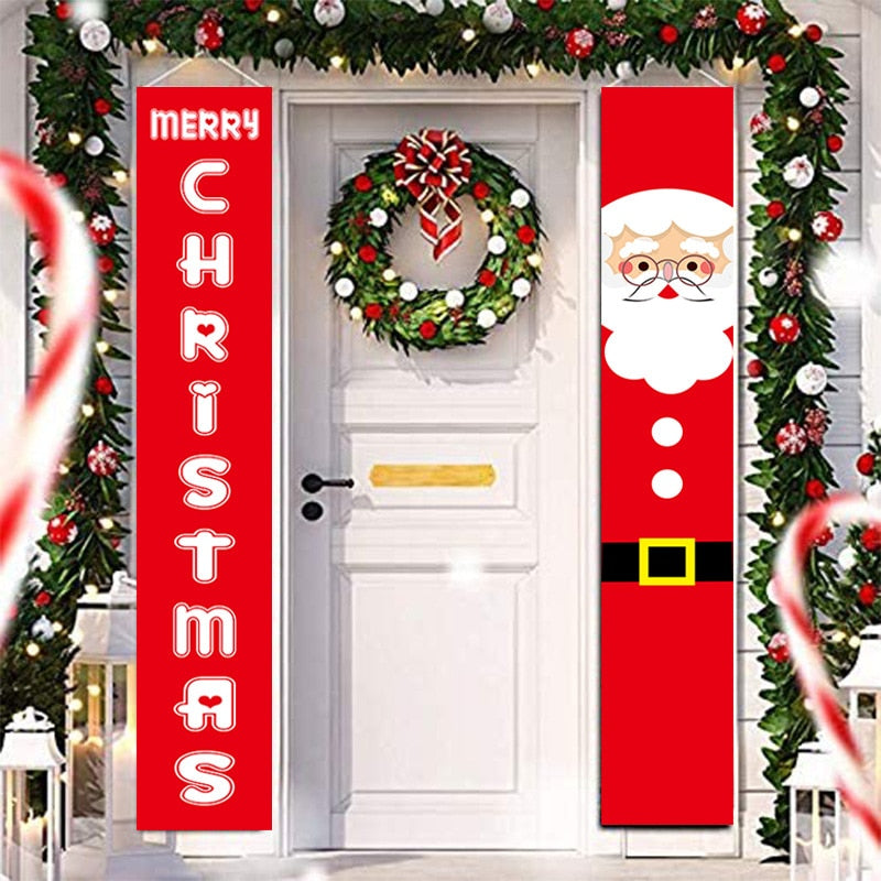 2023 Christmas Door Decoration Merry Christmas Banner Decor for Home Hanging Christmas Ornament Navidad Happy New Year Gift