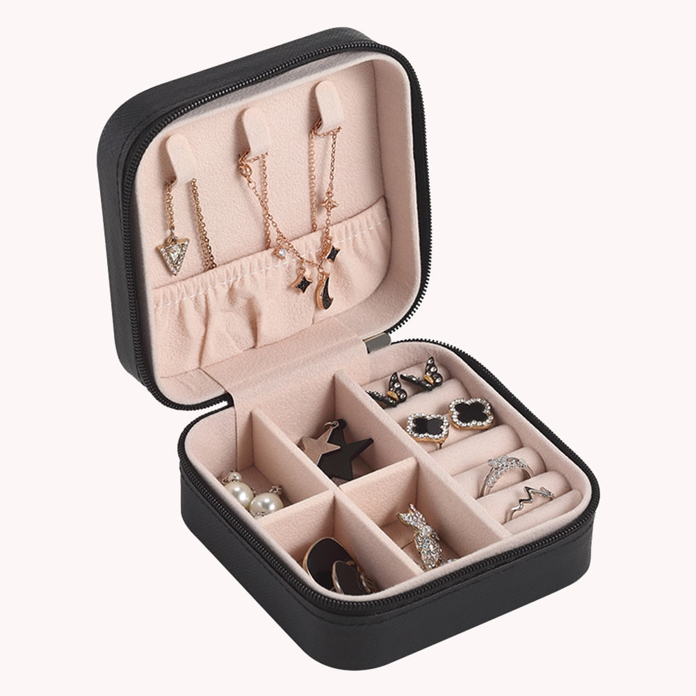 Jewelry Organizer Display Travel Jewelry Case Boxes  Leather Storage Organizer Earring Holder