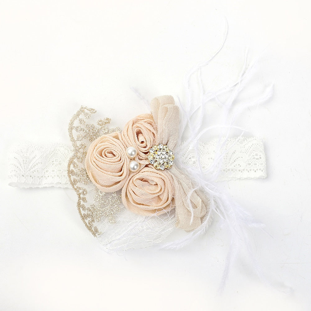 Vintage Flower Headband Baby Girls Headwraps Newborn Photography Props Gifts Lace Elastic Hair Bands