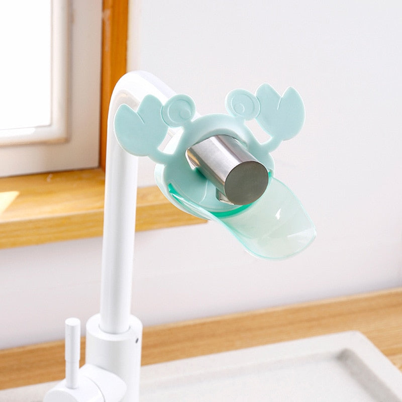 Children Baby Hand Washer Pink/Blue Faucet Extender Cartoon Crab Bathroom Sink Extender Portable 1Pcs PP/TPE Material