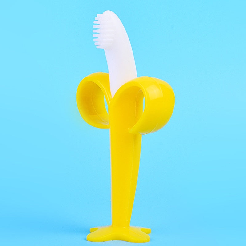 Baby Silicone Training Toothbrush BPA Free Banana Shape Safe Toddle Teether Chew Toys Teething Ring