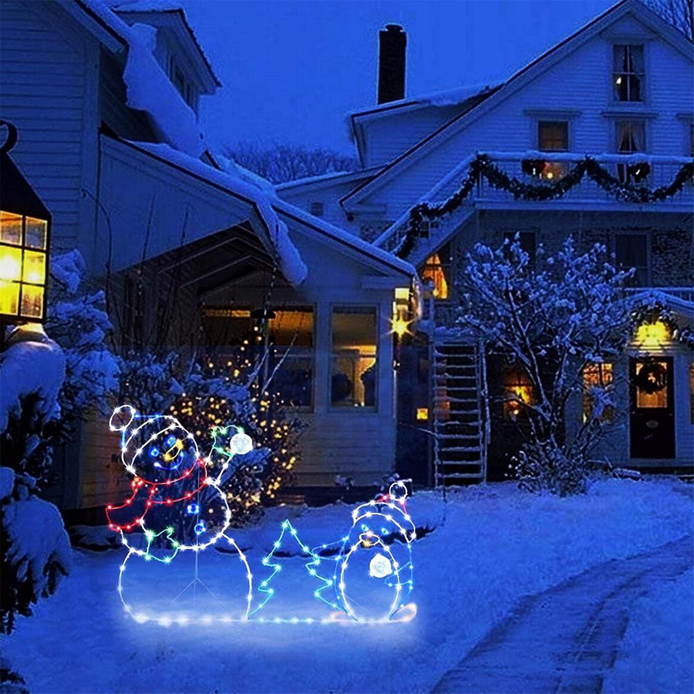 Fun Animated Snowball Fight Active Light String Frame Decoration Christmas Outdoor Garden Snow Glowing Decorative Sign