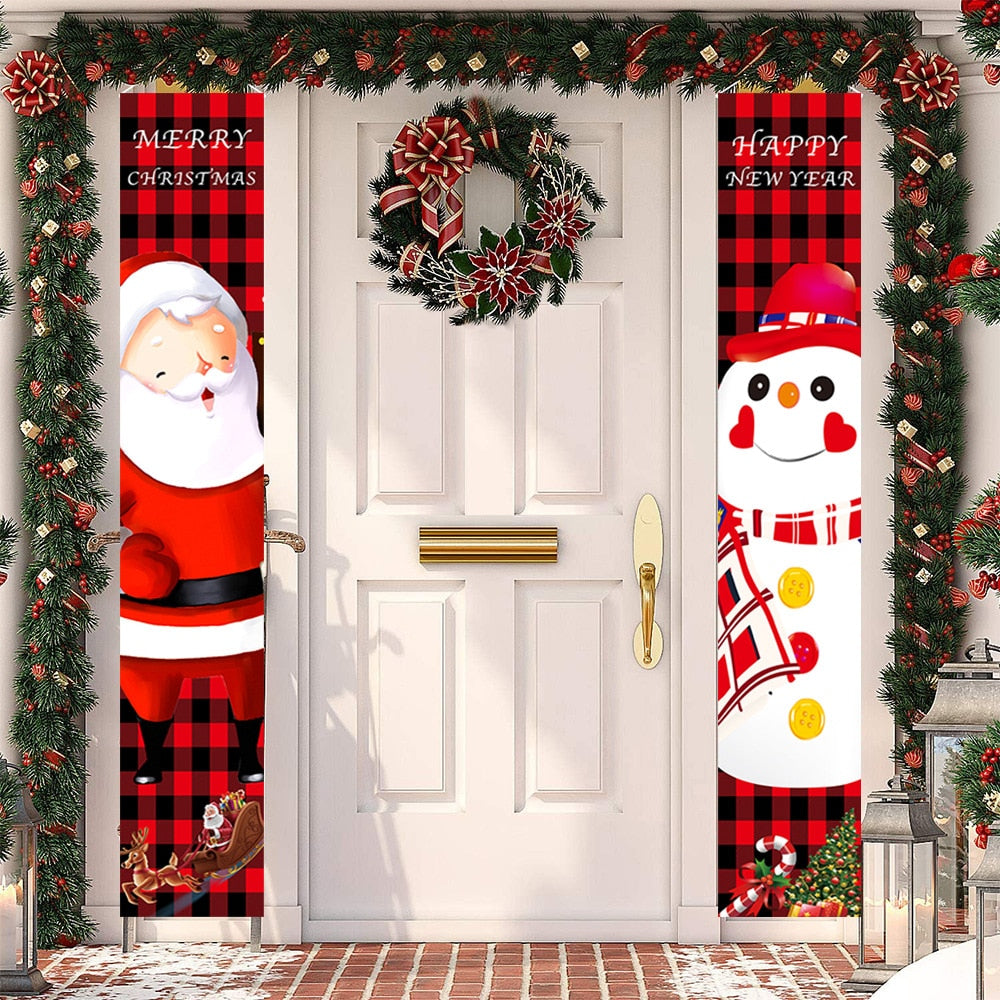 2023 Christmas Door Decoration Merry Christmas Banner Decor for Home Hanging Christmas Ornament Navidad Happy New Year Gift