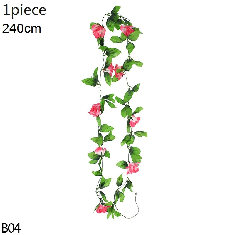 Wisteria Artificial Flower Vine Ivy Leaf Garland Silk Rose Flowers Rattan String Vine Wedding Arch Flower Home Garden Decoration