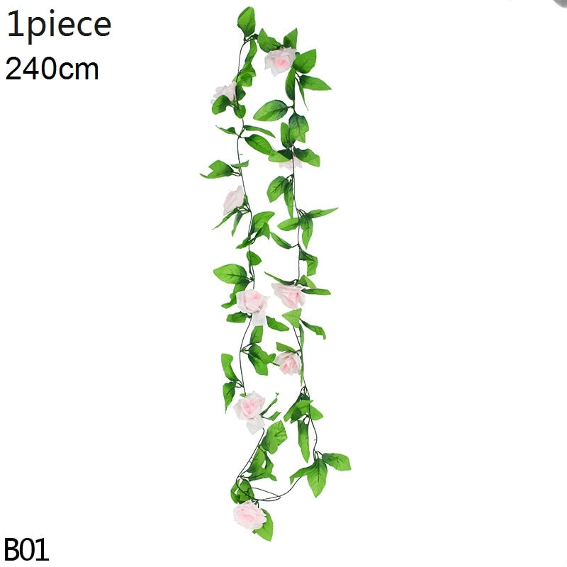 Wisteria Artificial Flower Vine Ivy Leaf Garland Silk Rose Flowers Rattan String Vine Wedding Arch Flower Home Garden Decoration