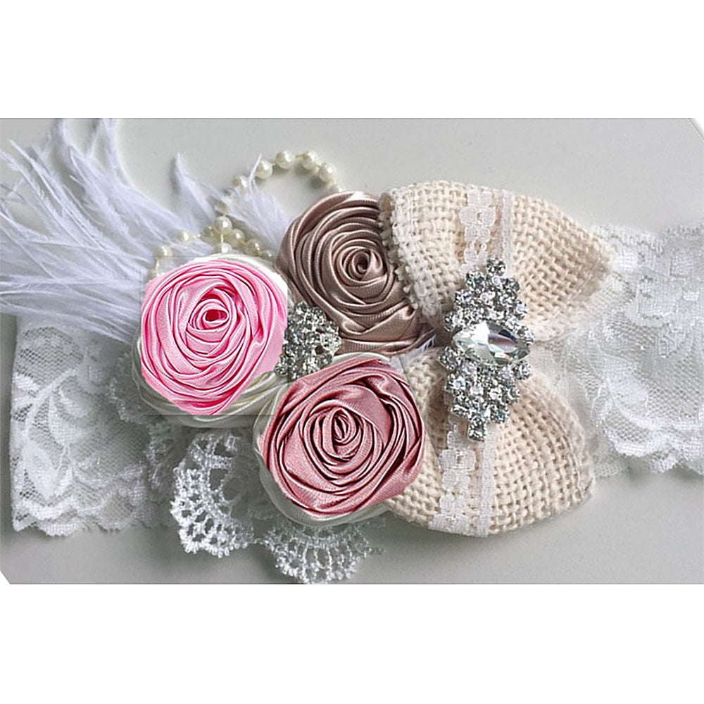 Vintage Flower Headband Baby Girls Headwraps Newborn Photography Props Gifts Lace Elastic Hair Bands