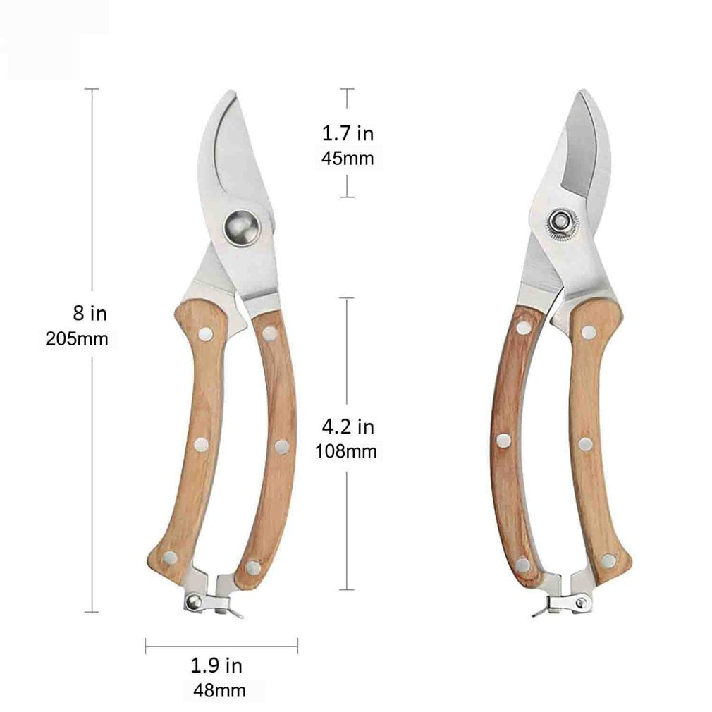 Wood Handle Pruning Scissors Garden Scissors Tree Trimmers Secateurs Multifunctional Pruning Shears Gardening Tool