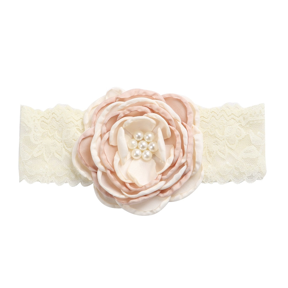 Vintage Flower Headband Baby Girls Headwraps Newborn Photography Props Gifts Lace Elastic Hair Bands