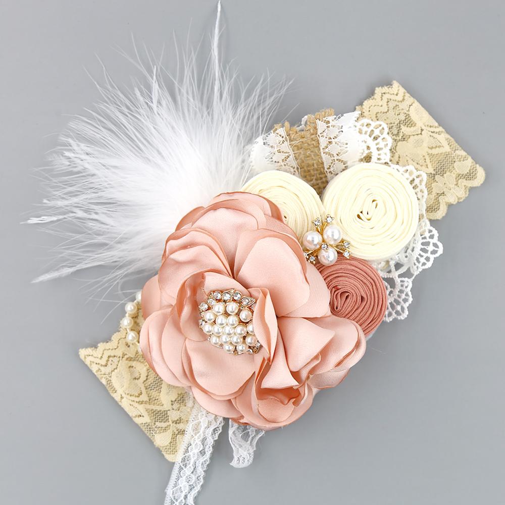 Vintage Flower Headband Baby Girls Headwraps Newborn Photography Props Gifts Lace Elastic Hair Bands