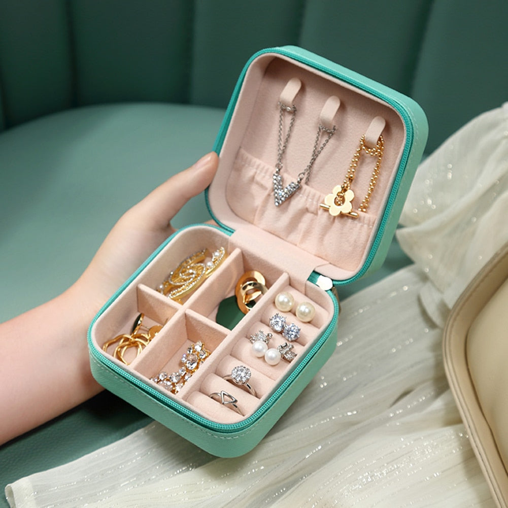 Jewelry Organizer Display Travel Jewelry Case Boxes  Leather Storage Organizer Earring Holder