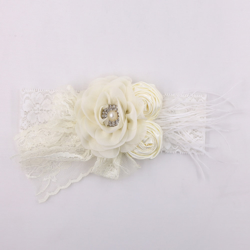 Vintage Flower Headband Baby Girls Headwraps Newborn Photography Props Gifts Lace Elastic Hair Bands