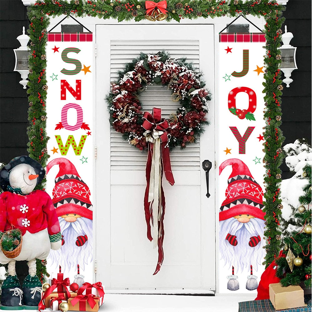 2023 Christmas Door Decoration Merry Christmas Banner Decor for Home Hanging Christmas Ornament Navidad Happy New Year Gift