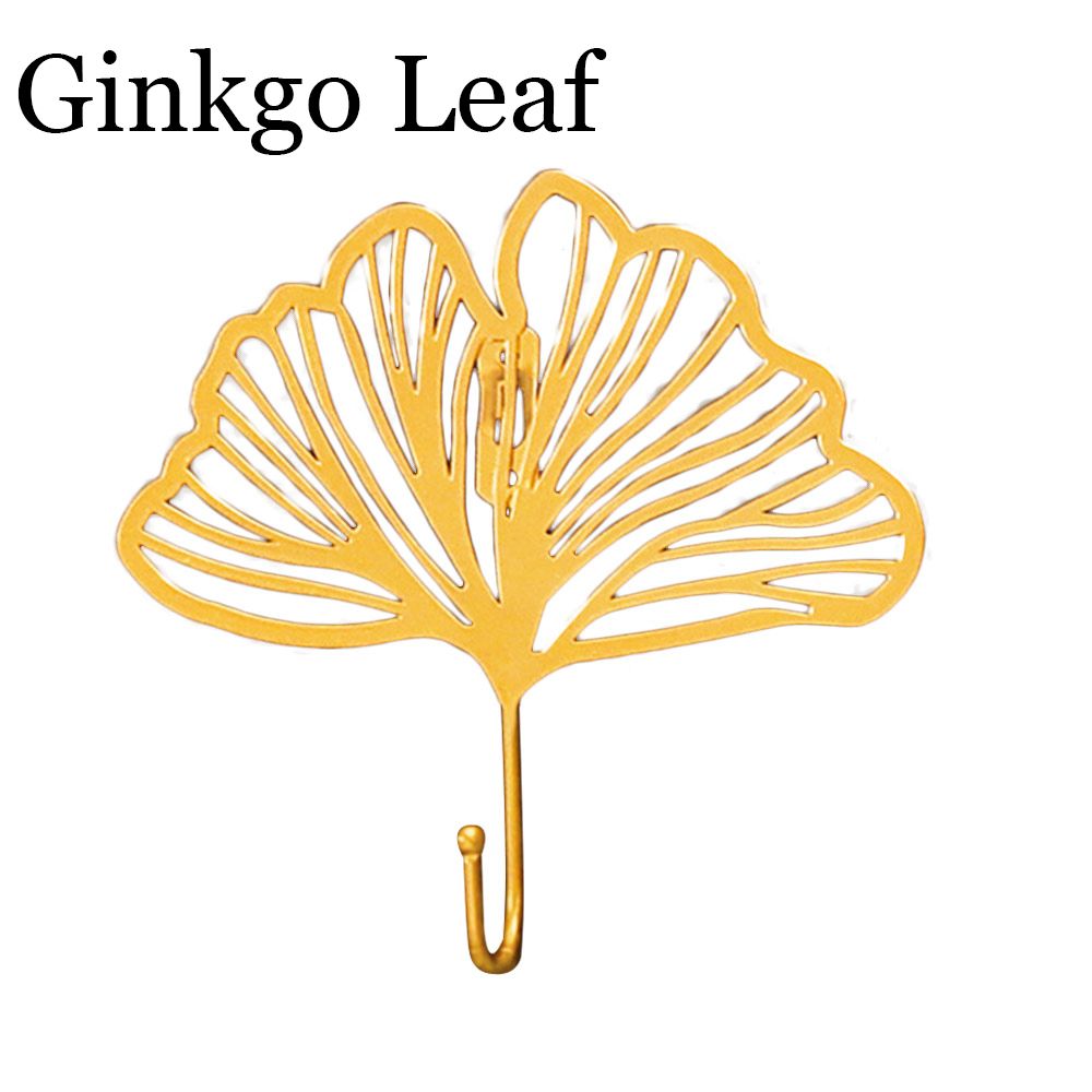 Nordic Style Gold/Green Leaf Shape Wrought Iron Hook