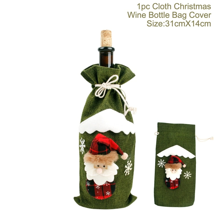 FengRise Christmas Decorations for Home Santa Claus Wine Bottle Cover Snowman Stocking Gift Holders Xmas Navidad Decor New Year