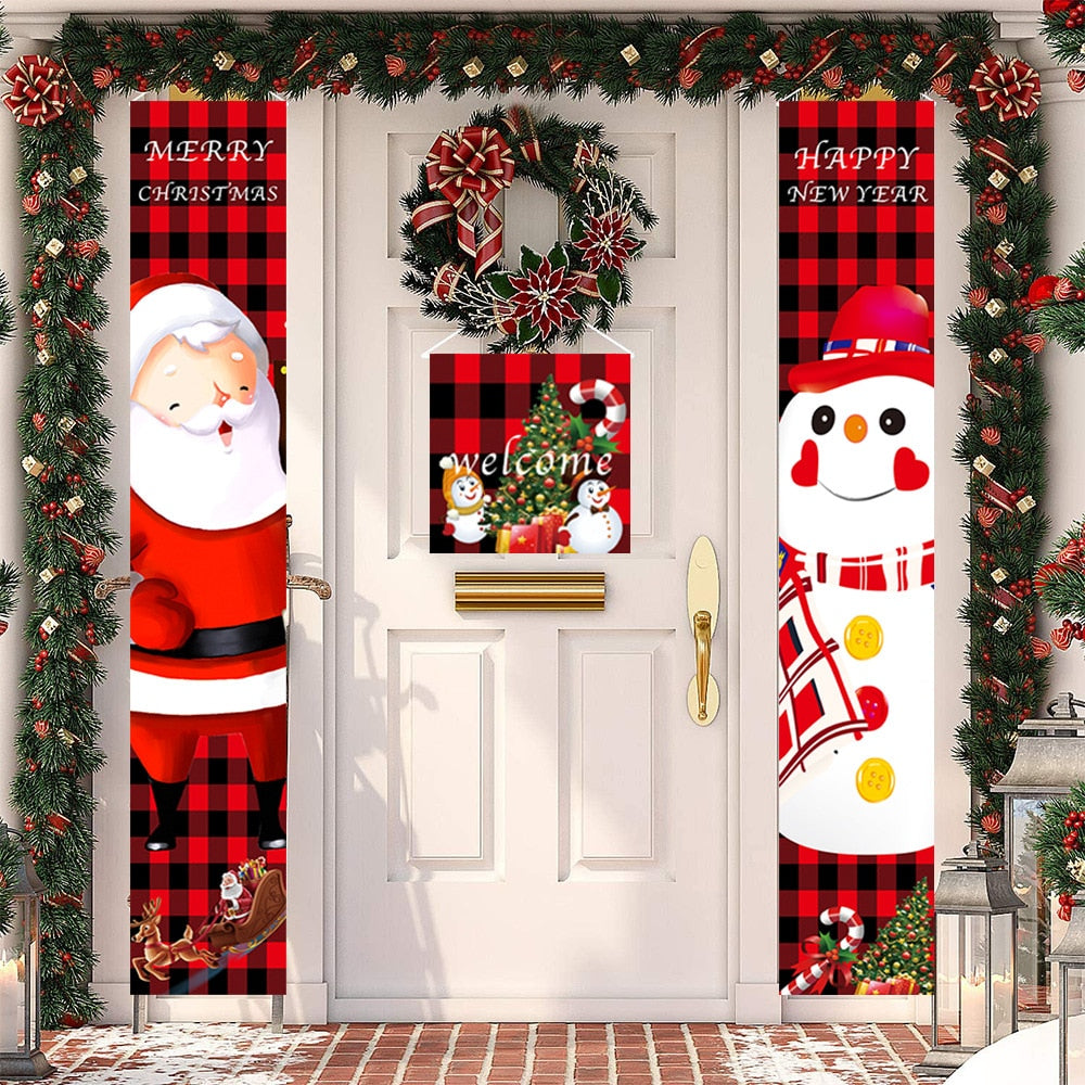 2023 Christmas Door Decoration Merry Christmas Banner Decor for Home Hanging Christmas Ornament Navidad Happy New Year Gift