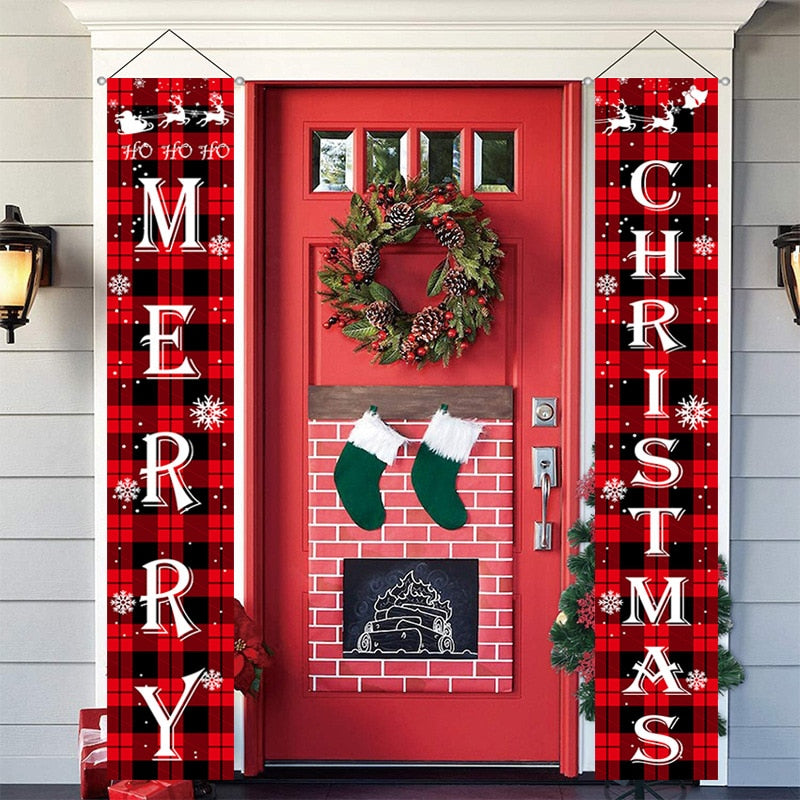 2023 Christmas Door Decoration Merry Christmas Banner Decor for Home Hanging Christmas Ornament Navidad Happy New Year Gift