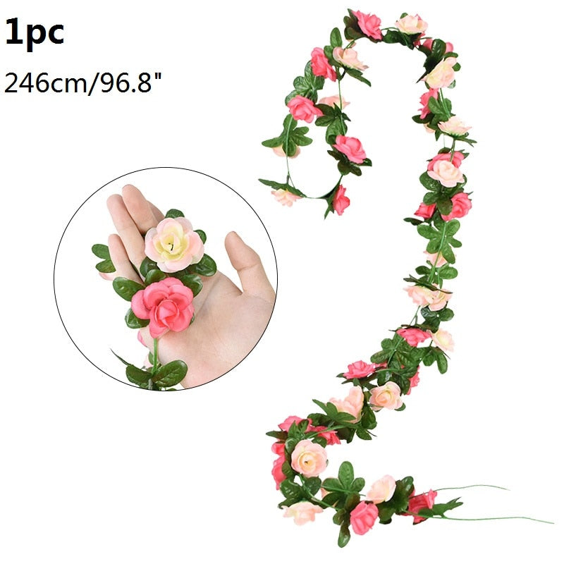 Wisteria Artificial Flower Vine Ivy Leaf Garland Silk Rose Flowers Rattan String Vine Wedding Arch Flower Home Garden Decoration