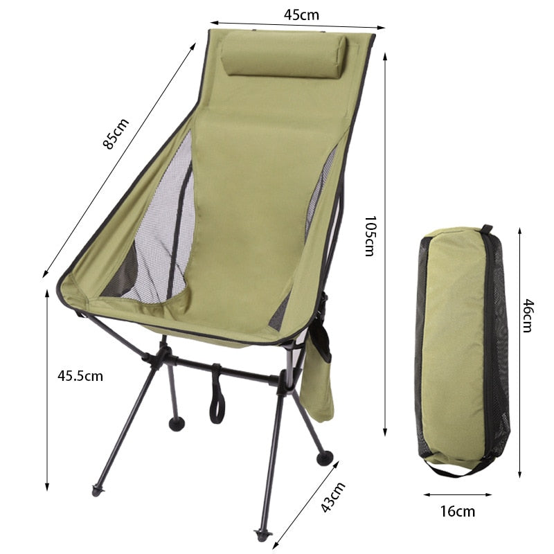 Ultralight Folding Moon Chairs Outdoor Camping Chair Removable Washable Fishing Picnic BBQ Chairs With Carry Bag Outdoor Stool