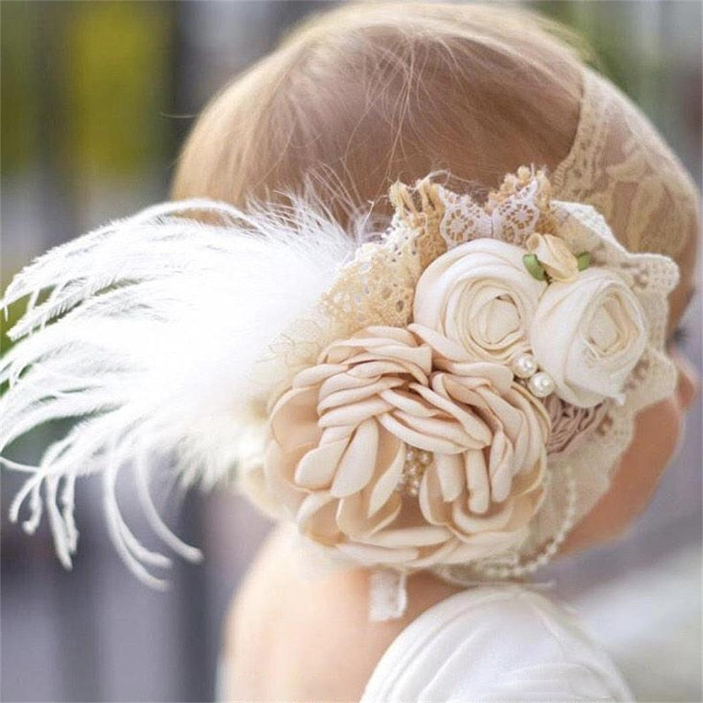 Vintage Flower Headband Baby Girls Headwraps Newborn Photography Props Gifts Lace Elastic Hair Bands