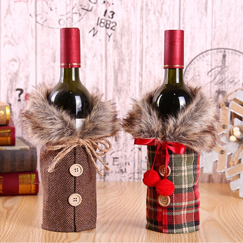 FengRise Christmas Decorations for Home Santa Claus Wine Bottle Cover Snowman Stocking Gift Holders Xmas Navidad Decor New Year