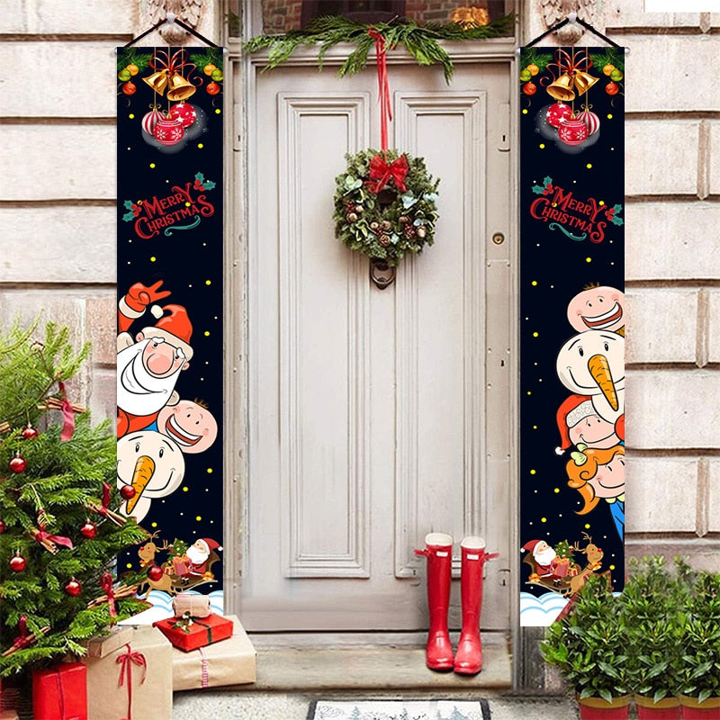 2023 Christmas Door Decoration Merry Christmas Banner Decor for Home Hanging Christmas Ornament Navidad Happy New Year Gift