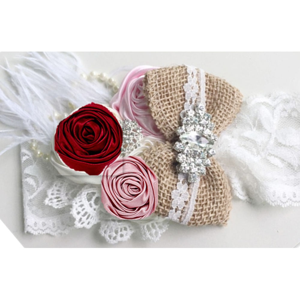 Vintage Flower Headband Baby Girls Headwraps Newborn Photography Props Gifts Lace Elastic Hair Bands