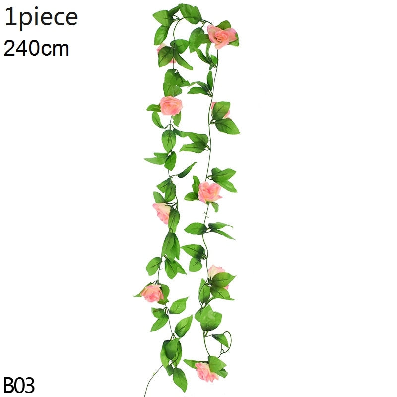 Wisteria Artificial Flower Vine Ivy Leaf Garland Silk Rose Flowers Rattan String Vine Wedding Arch Flower Home Garden Decoration