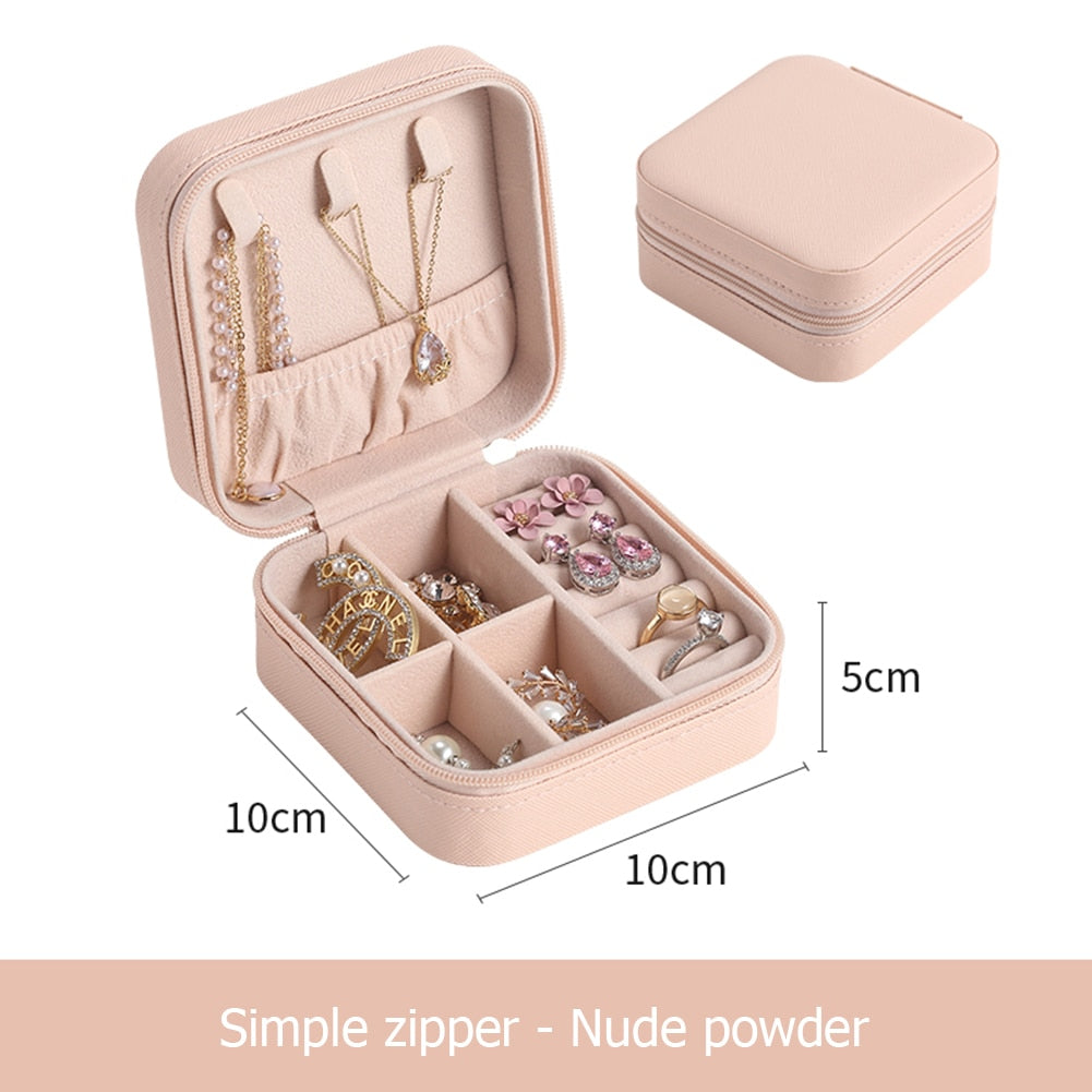 Jewelry Organizer Display Travel Jewelry Case Boxes  Leather Storage Organizer Earring Holder