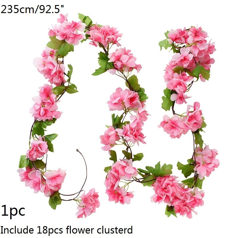 Wisteria Artificial Flower Vine Ivy Leaf Garland Silk Rose Flowers Rattan String Vine Wedding Arch Flower Home Garden Decoration