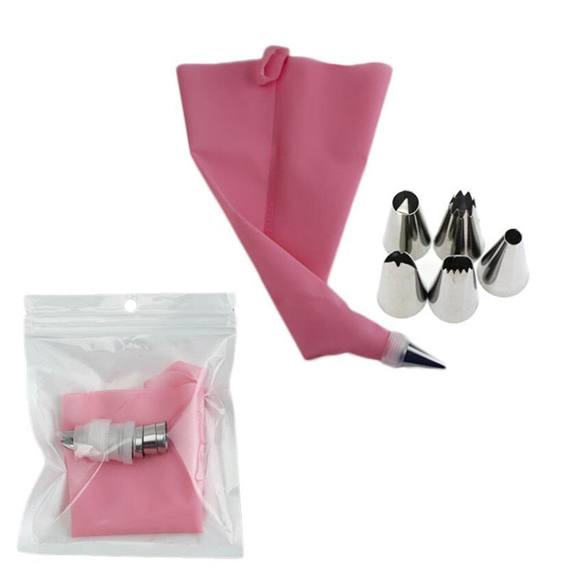 8/14/26/50pcs Pink Silicone Pastry Bags Tips 48 Icing Piping Nozzle Cream Reusable Pastry Bag Cake Decorating Tool Pastry Nozzle