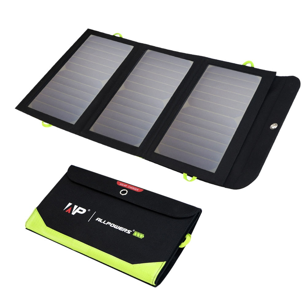 ALLPOWERS Solar Panel 5V 21W Built-in 10000mAh Battery Portable Solar Charger Waterproof