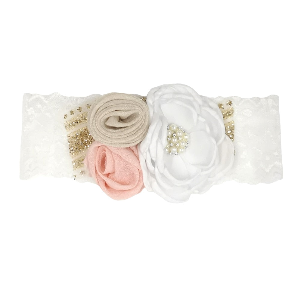 Vintage Flower Headband Baby Girls Headwraps Newborn Photography Props Gifts Lace Elastic Hair Bands