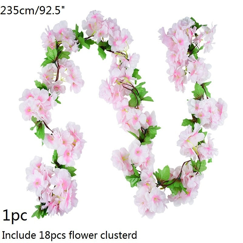 Wisteria Artificial Flower Vine Ivy Leaf Garland Silk Rose Flowers Rattan String Vine Wedding Arch Flower Home Garden Decoration