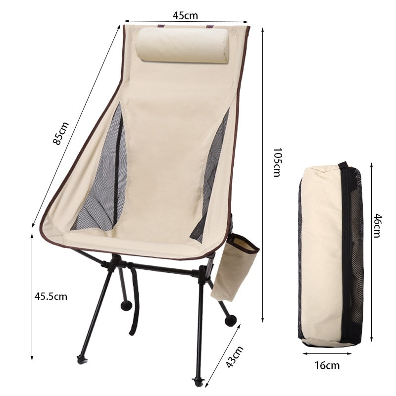 Ultralight Folding Moon Chairs Outdoor Camping Chair Removable Washable Fishing Picnic BBQ Chairs With Carry Bag Outdoor Stool